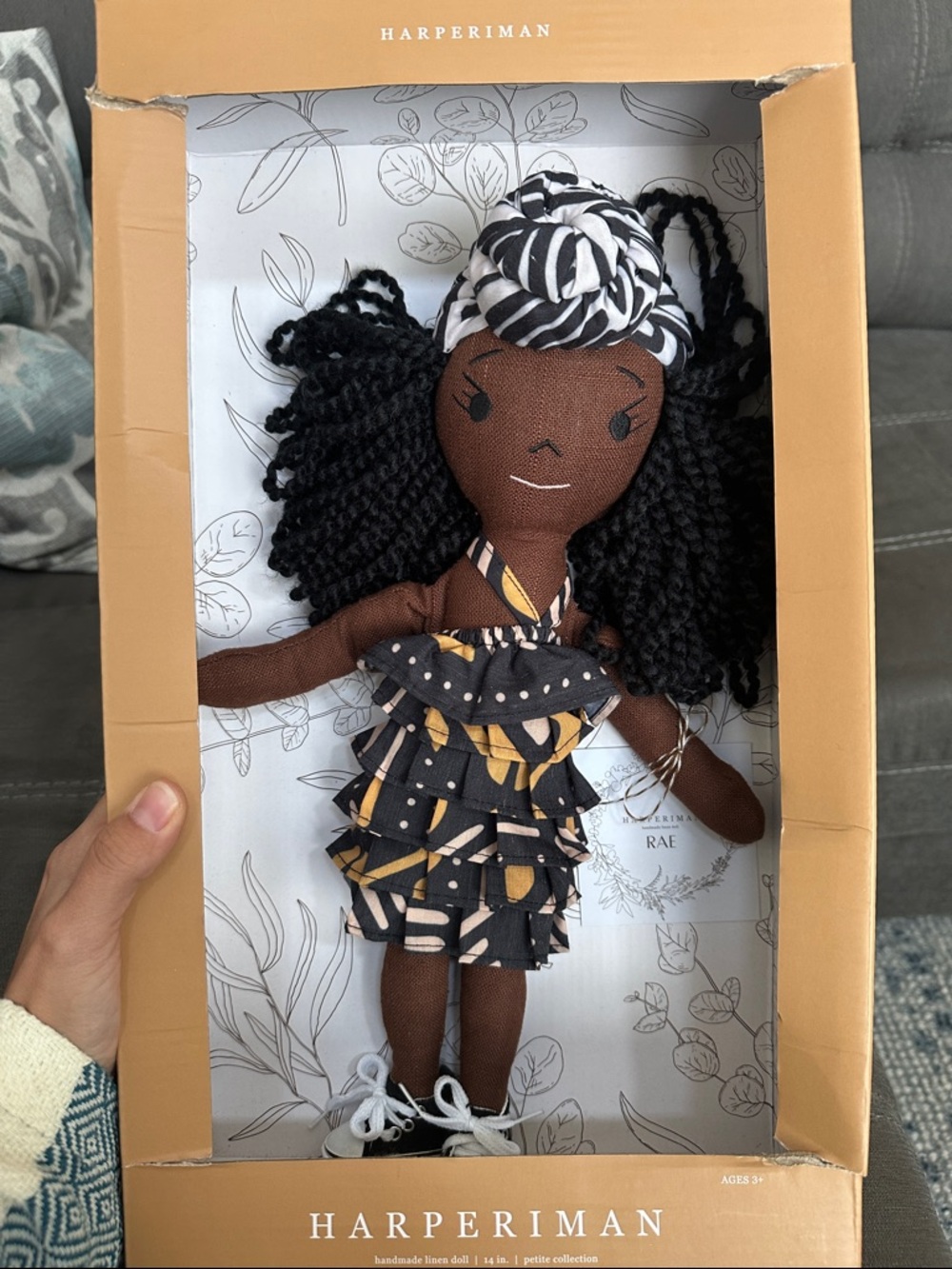Harperiman Rae Brown & Black Ruffled Fabric Doll - Harperiman